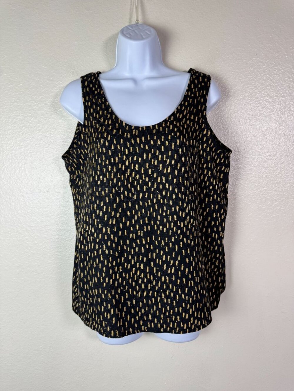 Vintage‎ Ann Taylor Black Gold 100% Silk Sleeveless Tank Top Size 10 Career